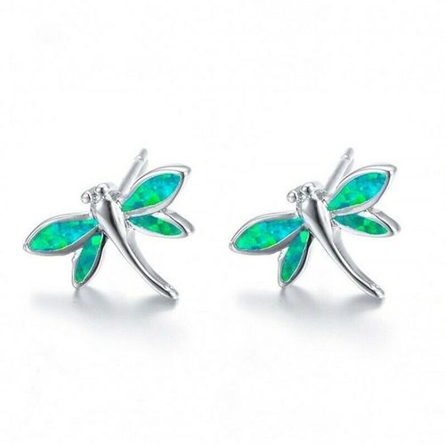 Boucles D'oreilles Libellule En Argent Rose Violet Bleu Vert Pour Femmes, Bijoux De Fte En Opale Simule