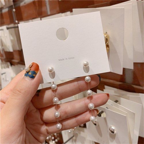 Boucles D'oreilles Longues  Pompon Pour Femmes, Imitation De Perle, Pendentif De Mariage, Perle Ronde Blanche, Bijoux  La Mode Corenne, Cadeaux, Nouvelle Collection 2020