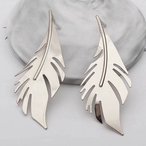 Boucles D'oreilles Longues En Forme De Feuilles Creuses Pour Femmes, Boucles D'oreilles Pendantes, Cuir Chevelu Rouge Jaune, Bijoux Fantaisie