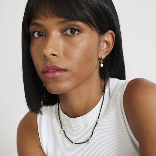 Boucles D'oreilles Luxenter En Agate Noire Finie En Or Jaune 18k - Ordzun