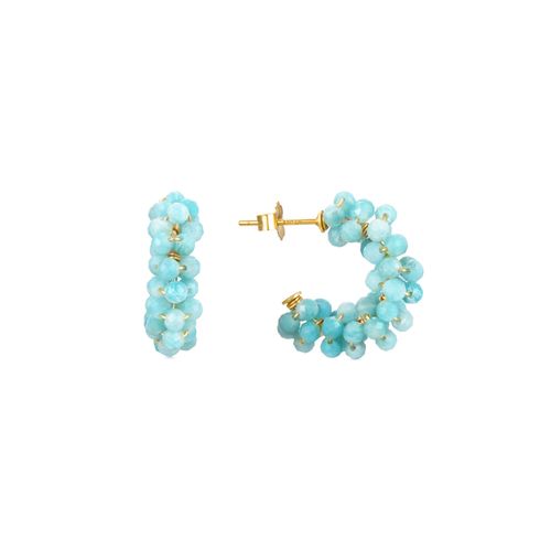 Boucles D'oreilles Luxenter En Argent 925 Avec Amazonite Finie En Or Jaune 18k - Salblai