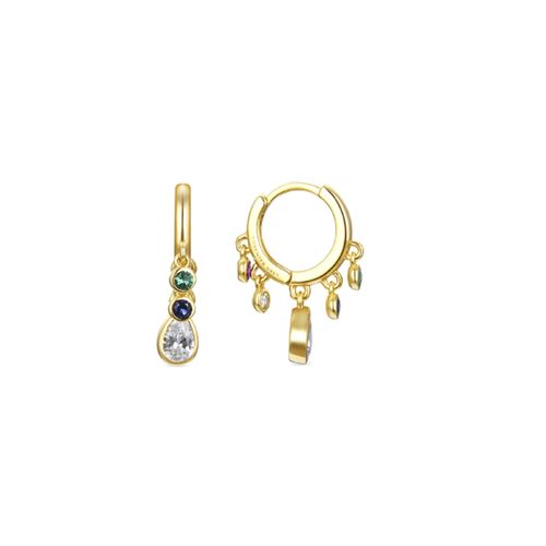 Boucles D'oreilles Luxenter En Argent 925 Avec Zircon Multicolore Et Finition En Or Jaune 18k - Ordzun