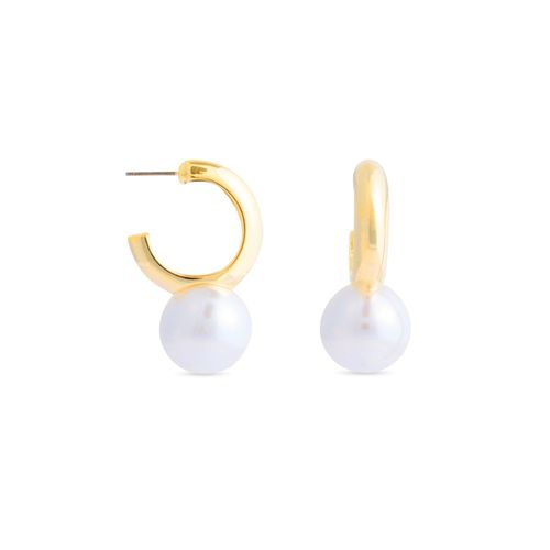Boucles D'oreilles Luxenter Nesh En Perles Blanches Finies En Or Jaune 18 Carats