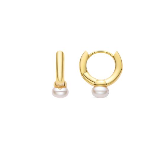 Boucles D'oreilles Luxenter Uldi Avec Perle Blanche En Or Jaune 18 Carats