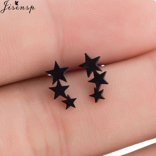 Boucles D'oreilles Multiples En Acier Inoxydable Pour Femme Et Enfant,Accessoires De Bijouterie,Minimaliste,Noir,Rond,toile,Lune,Croix,2022