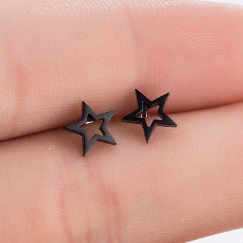 Boucles D'oreilles Multiples En Acier Inoxydable Pour Femme Et Enfant,Accessoires De Bijouterie,Minimaliste,Noir,Rond,toile,Lune,Croix,2022