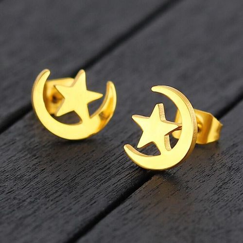 Boucles D'oreilles Multiples En Acier Inoxydable Pour Femme Et Enfant,Accessoires De Bijouterie,Minimaliste,Noir,Rond,toile,Lune,Croix,2024