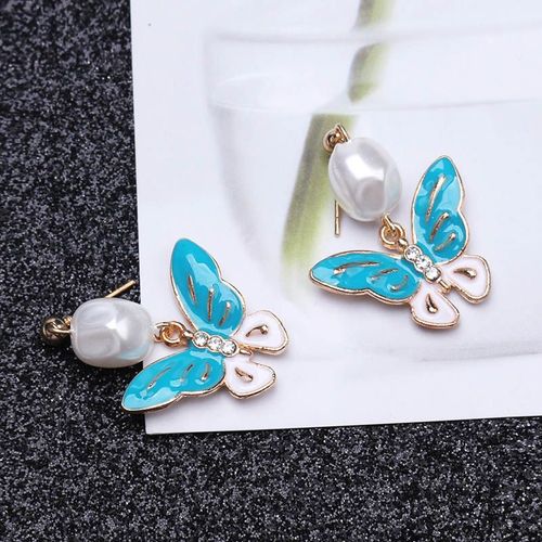 Boucles D'oreilles Papillon De Style Coren Pour Femmes, Pendantes En Cristal D'araigne, Goutte De Lapin De Document Blanc, Boucles D'oreilles Douces, Nouveau