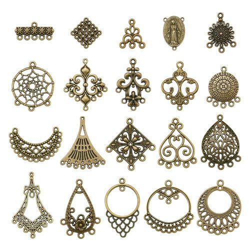 Boucles D'oreilles Pendantes En Alliage Tibtain, 80 Pices, Composants De Lustre En Fer, Connecteurs De Breloques, Pendentifs Pour Boucle D'oreille, Bijoux  Faire Soi Mme