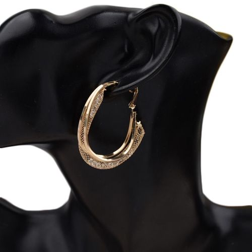 Boucles D'oreilles Pendantes En Forme De U En Cristal Pour Femmes, Mtal De Document Dor, Filet Creux Torsad, Personnalit Punk, Mode