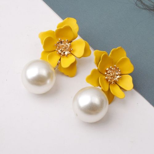 Boucles D'oreilles Pendantes En Perles De Fleur Jaune Pour Femmes, Boucles D'oreilles Florales Douces, Accessoires D'oreille De Charme, Filles De Temprament, Mode