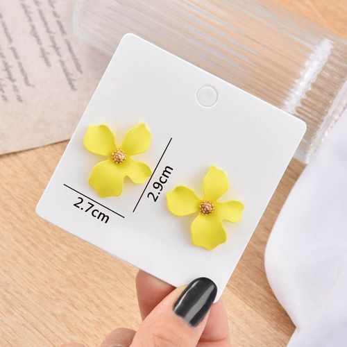 Boucles D'oreilles Pendantes Fleur Jaune Pour Femmes, Boucles D'oreilles Pendantes, Perle, Creux, Carr, Dclaration, Mode Corenne, Document, 216.239.