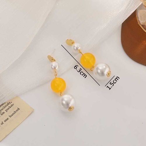 Boucles D'oreilles Pendantes Fleur Jaune Pour Femmes, Boucles D'oreilles Pendantes, Perle, Creux, Carr, Dclaration, Mode Corenne, Document, 216.239.