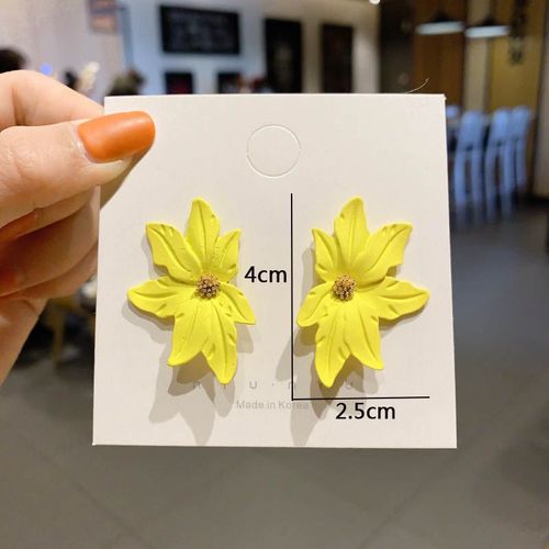 Boucles D'oreilles Pendantes Fleur Jaune Pour Femmes, Boucles D'oreilles Pendantes, Perle, Creux, Carr, Dclaration, Mode Corenne, Document, 216.239.