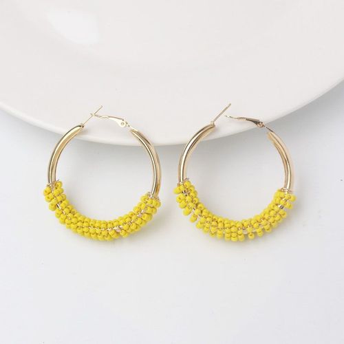 Boucles D'oreilles Pendantes Fleur Jaune Pour Femmes, Boucles D'oreilles Pendantes, Perle, Creux, Carr, Dclaration, Mode Corenne, Document, 216.239.