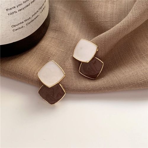 Boucles D'oreilles Pendantes Noires En Or Coren Pour Femmes, Double Carr, Marque De Luxe, Boucle D'oreille En Cristal, Accessoires De Mariage