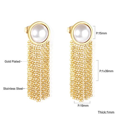 Boucles D'oreilles Pendantes Rondes En Acier Inoxydable Bijoux Corens, Coquillage Blanc Et Noir, Design Goutte De Lune Ovale Or, Pendentifs Chim2023