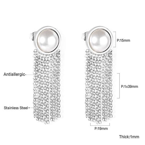Boucles D'oreilles Pendantes Rondes En Acier Inoxydable Bijoux Corens, Coquillage Blanc Et Noir, Design Goutte De Lune Ovale Or, Pendentifs Chim2023