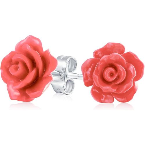 Boucles D'oreilles Post-Stud En Fleur De Rose DLicate Romantique Rose, Bleu, Jaune, Vert, Noir, Violet, Blanc, Rouge, Florales, En Relief En 3d, De 10 Mm, LGRes, Pour Femmes Adolescentes