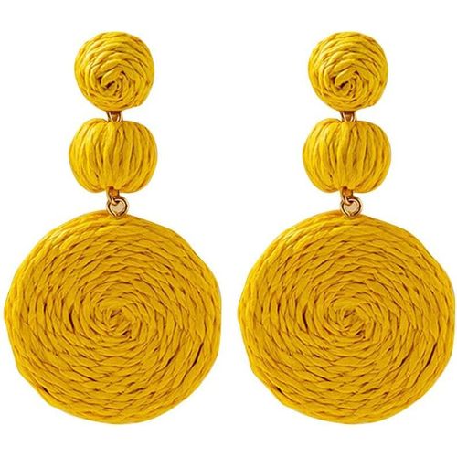 Boucles D'oreilles Pour Femmes Filles Raphia Faites  La Main En Paille Pendentif Boucles D'oreilles  La Main En Rotin Paille Mode Boho Bijoux Cadeaux Pour Les Filles