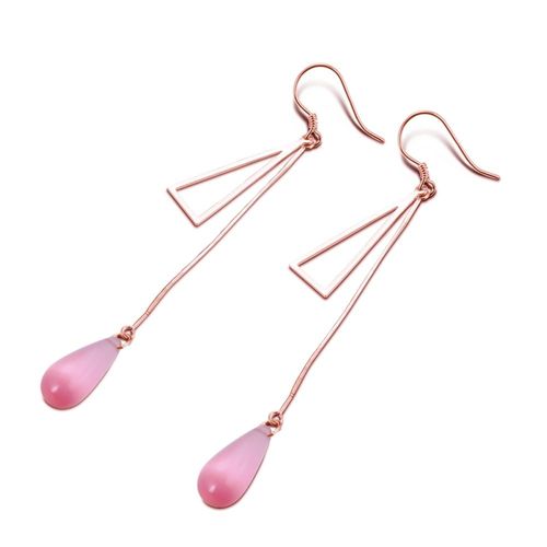 Boucles D'oreilles Punk Simples En Or Rose Pour Femmes, 100%, Argent Sterling 925, Pendentif Pompon  Longue Section En Cristal Rose, Nouvelle Mode