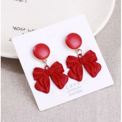 Boucles D'oreilles Rtro En Cuir Pour Fille, Nouveau Design  La Mode, Style Hong Kong, Temprament Assorti, Rouge Net