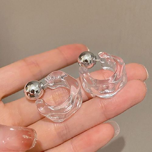Boucles D'oreilles Rtro Exagres Noir Et Blanc En Forme De C, En Rsine Colore, Bijoux De Fte, Nouvelle Collection