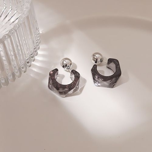 Boucles D'oreilles Rtro Exagres Noir Et Blanc En Forme De C, En Rsine Colore, Bijoux De Fte, Nouvelle Collection
