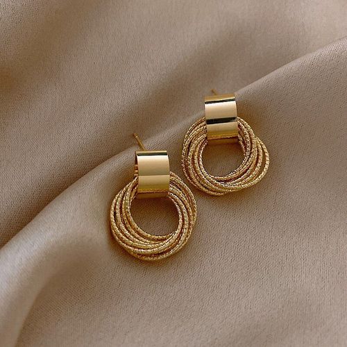 Boucles D'oreilles Rtro Mtalliques En Or Pour Femmes, Pendentif Multi-Petits Cercles, Bijoux  La Mode Pour Fte De Mariage, Boucles D'oreilles Inhabituelles