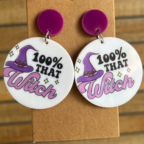 Boucles D'oreilles Rondes En Acrylique Orange Pour Halloween, Pendentif Lettre Boo, Cadeau De Bijoux, Sorcire, Aliments, Toile D'araigne, Chauve-Souris Imprime, 2023