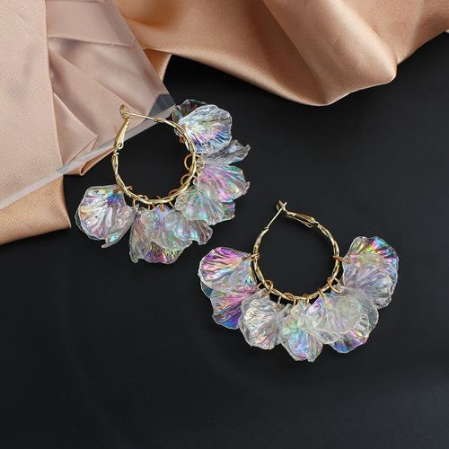 Boucles D'oreilles Rondes En Acrylique Pour Femmes, Pendentif Gomtrique Transparent En Forme De Coquille Colore, Ab, Nouveau Design, 2021