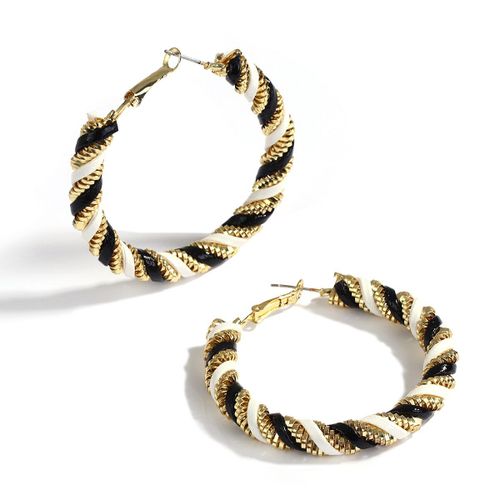 Boucles D'oreilles Rondes En Cuir Et Mtal Pour Femmes, Mode Corenne, Noir, Blanc, Or, Cercle Gomtrique, Pour Mariage, 2021