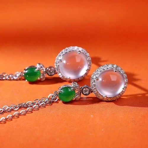 Boucles D'oreilles Rondes Et Longues En Calcdoine Naturelle Incruste De Diamant, Design Original, Breloque lgante, Rtro Cratif, Bijoux En Argent Pour Femmes