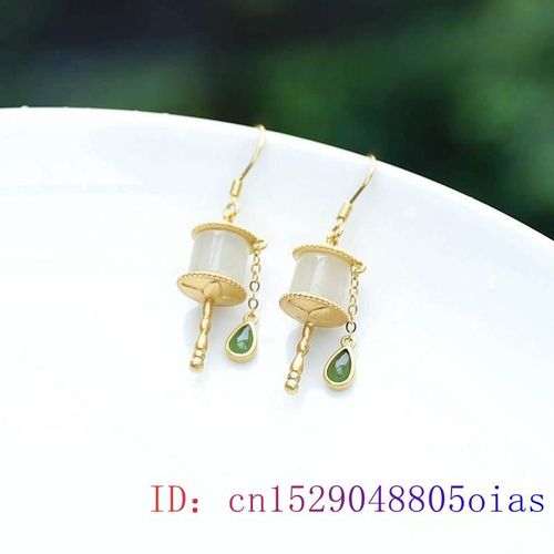 Boucles D'oreilles Roue De Prire En Jade Vert 925, Cristal Argent, Amulette, Bijoux  La Mode, Cadeaux Calcdoine, Zircon Naturel, Pierre Prcieuse De Charme Pour Femmes