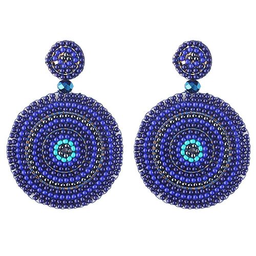 Boucles D'oreilles Style Bohmien, 1 Paire, Perles, Mode, Bijoux Pour Filles (Bleu Fonc)