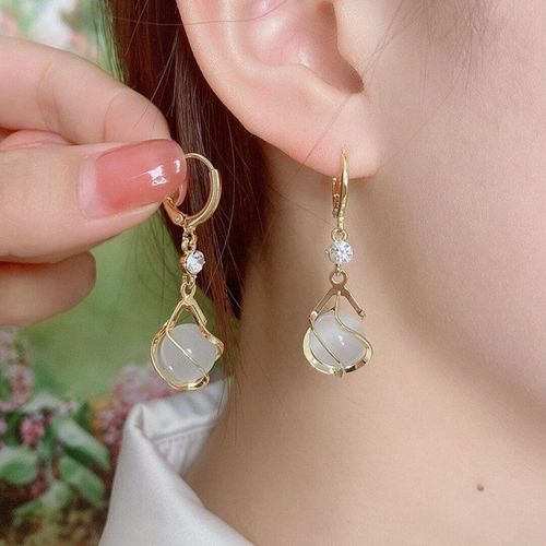 Boucles D'oreilles Suspendues Corennes Pour Femmes, Pendentifs En Strass, En Forme De Perle Simule, Pour Filles, Nouvelle Collection