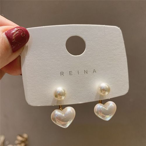 Boucles D'oreilles Sweet Girl Pour Femmes, Mode Corenne, Sauvage, Simple, Petit Amour, Perle, Filet, Rouge, Vente En Gros, Nouveau