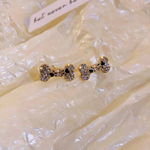 Boucles D'oreilles Tendance En Or Vritable 14k Pour Femmes, Bijoux Mignons En Forme De CUr En Os De Chien, Mode Corenne, En Argent S925, Avec Clou  Aiguille, De Fte En Zircon Aaa
