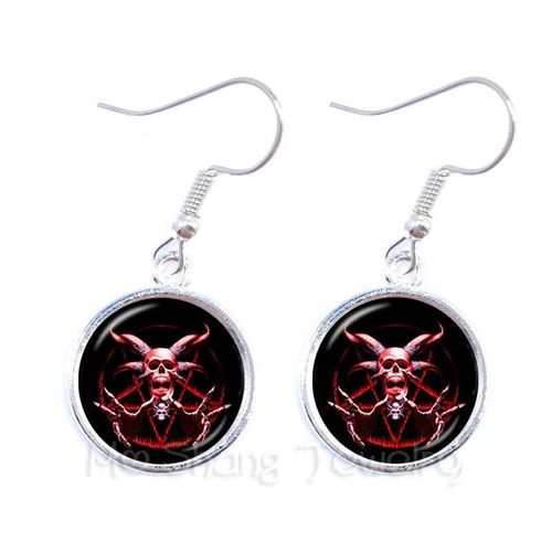 Boucles D'oreilles Tte De Chvre Jaune, Pentacle, Dme En Verre, Pendentif Circulaire, Image, Bijoux  La Mode Pour Femmes, Prire Pour