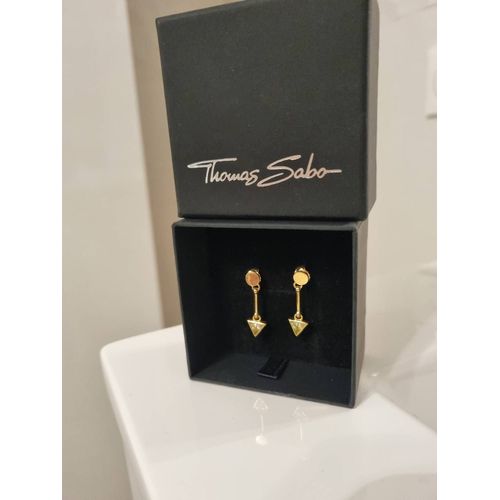 Boucles D Oreilles Thomas Sabo Dores Et Pierre Verte Claire Forme Triangle