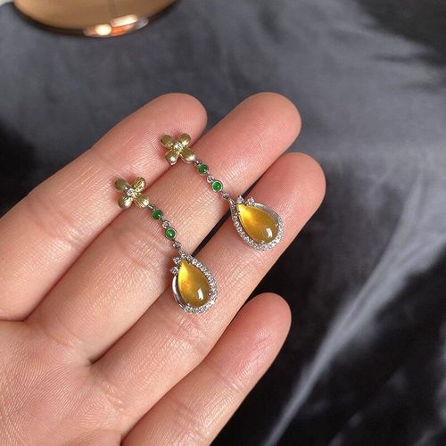 Boucles D'oreilles Transparentes En Jade Jaune Pour Femme, Bijoux En Argent, Design Original, Haute Glace, Calcdoine, Cratif, lgant, Breloque, Rtro
