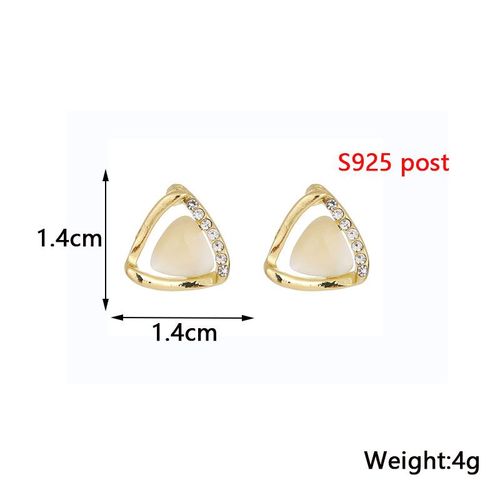 Boucles D'oreilles Triangle En Opale Beige Pour Femme, Accessoire Gomtrique, Creux, Or, Ct Mtal, Mode Corenne, Fille