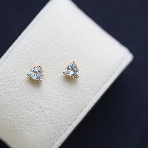 Boucles D'oreilles Triangle En Topaze Bleue Naturelle Incruste D'argent, Unique, Cratif, Rtro, Petit Charme, Marque De Bijoux En Argent Pour Femmes