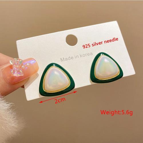 Boucles D'oreilles Triangle Pour Femmes, Imitation Perle, Cristal, Mtal Creux, Pompon Gomtrique, Bijoux, Nouveau