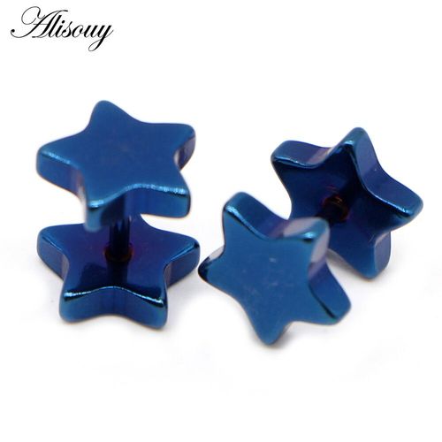 Boucles D'oreilles Unisexe En Acier Inoxydable,Clous D'oreilles En Forme D'haltre,Classique,toile  Cinq Branches,Vis Arrire,Piercing D'oreille,Bijoux De Corps,2 Pices