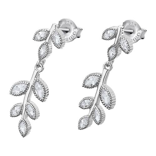 Boucles Doreilles Puces Lotus Silver Feuilles Argent Lp1783-4/1 Boucles Doreilles Zircone Jlp1783-4-1