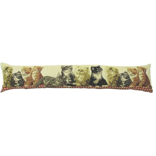 Boudin De Porte Chatons Evan Lichfield 91x15cm-Garnissage 100 % Fibre De Polyester-Housse Amovible Par Fermeture clair-Face Avant Avec D'adorables Chatons Face Arrire Couleur Pierre-100% Coton
