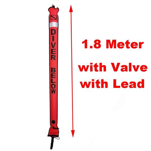 Boue De Marqueur De Surface De Plonge Sous-Marine  Extrmit Ferme De 1.1m-1.8m,Tube De Signal Ascendant De Plonge  Drive Smb,Saucisse De Scurit Pour La Plonge En Ap - Type 1.8m Red Valve