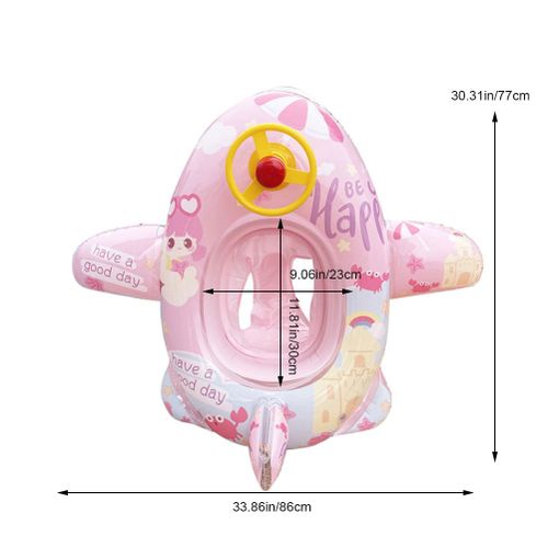 Bouee De Piscine Gonflable Pour Bebe Avec Siege De Securite, Volant, Dessin Anime, En Forme D'avion, Pour Enfants, Aide A L'entrainement A La Natation, Rose