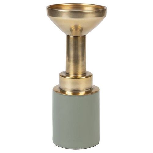 Bougeoir Glam Vert M Zuiver Porte-Bougie Tendance Dcoration  Poser En Mtal Vert Et Couleur Laitonn?E 9x9x20cm